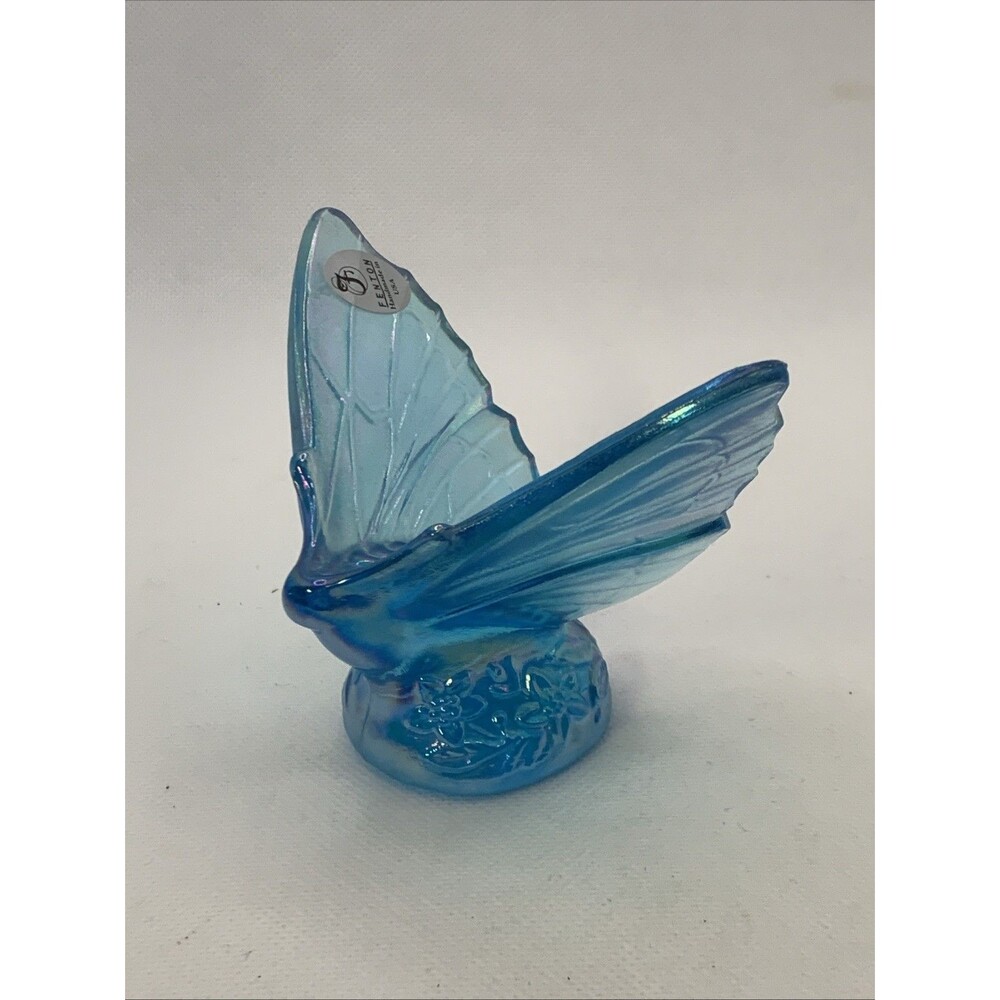 Fenton Blue Iridescent Glass Butterfly Figurine